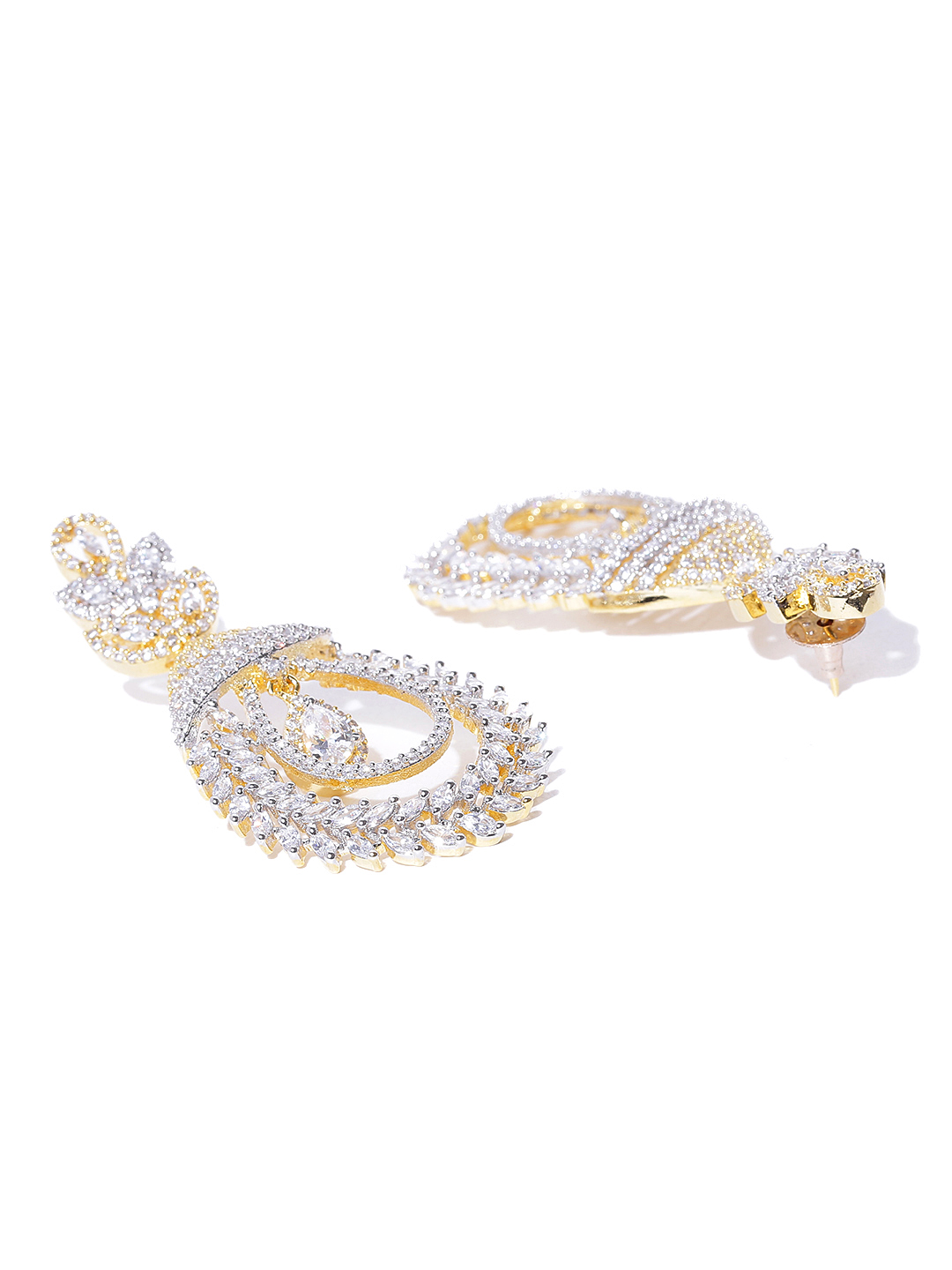 YouBella Gold-Plated Stone-Studded Drop Earrings
